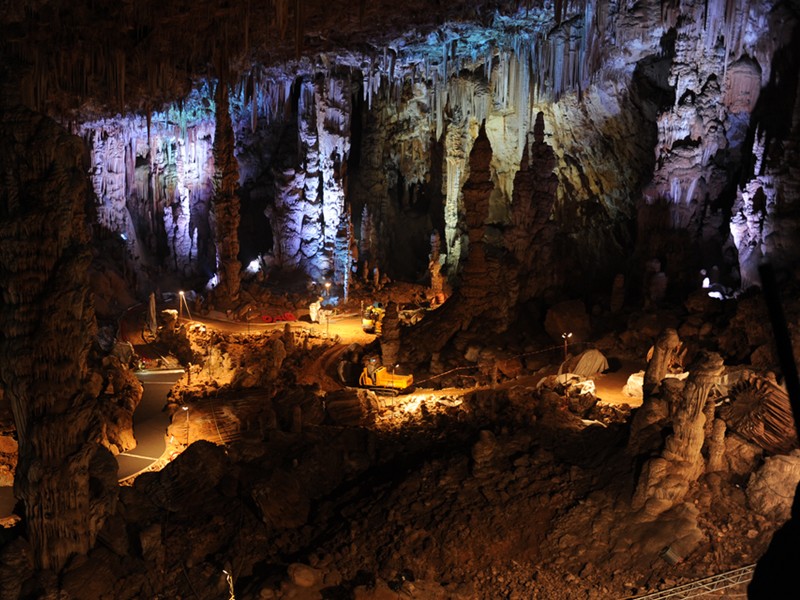 Works in progress inside the Grotte