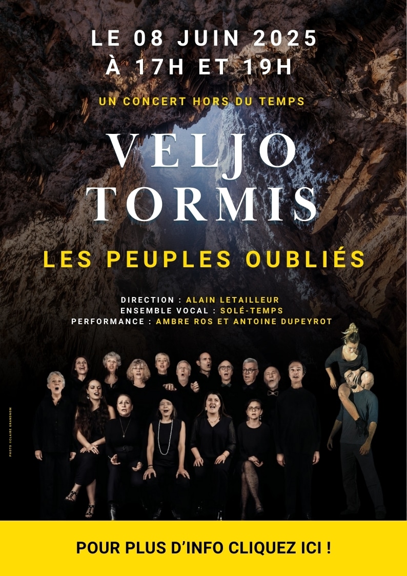 Concert choral “Les Peuples Oubliés” de Tormis dans la Grotte de la Salamandre, le 8 juin 2025. Un moment musical rare et profond.